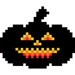 Obraz premium Pixel Art Black Jack O Lantern Pumpkin. Jack O Lantern Silhouette