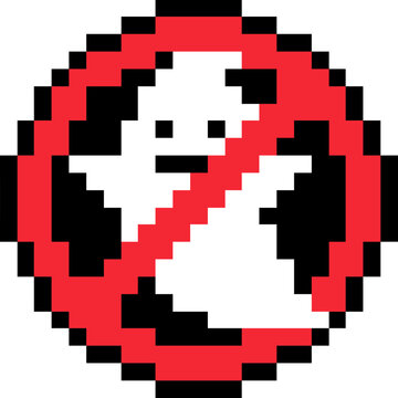 Pixel Art No Ghost Sign &ndash; Ghostbusters Halloween Icon