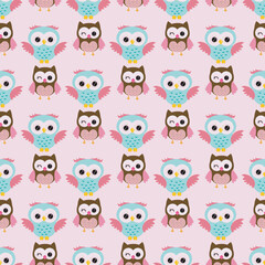 Obraz premium Seamless childish pattern with funny animals faces . Creative kids texture for fabric, wrapping, textile, wallpaper, apparel.