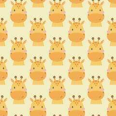 Seamless childish pattern with funny animals faces . Creative kids texture for fabric, wrapping, textile, wallpaper, apparel.