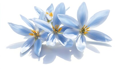Anemone and daisy flowers in a summer meadow on a white or blue background
