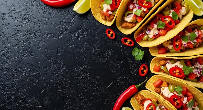 Deliciously Appetising Tacos on Dark Background.