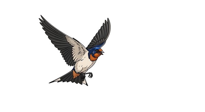 Barn Swallow in Flight Bird Wildlife Nature.