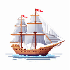 sailing ship isolated on white