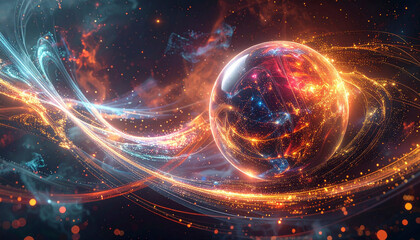 Futuristic Energy Sphere — Dynamic Light Trails, Tech Background for Banners