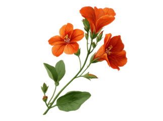 Vibrant orange flowers botanical illustration isolated on black, Isolated On White, Png Transparent