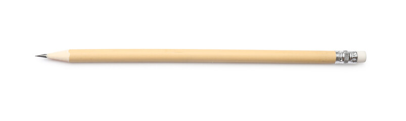 One sharp graphite pencil isolated on white