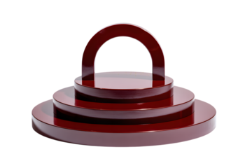 Elegant red lacquer tiered stand with handle