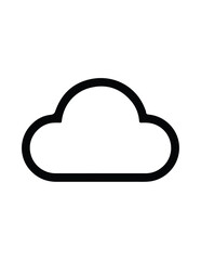 A simple black outline of a cloud, used as an icon for weather, cloud computing, storage, or online data.