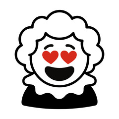 character emotion clown love vector on white background Vector icon character with emotion