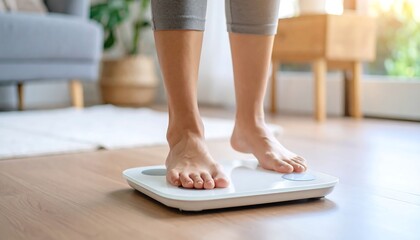 Bare feet on a digital scale in a home