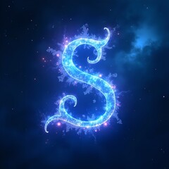 Blue background letter S in the night sky