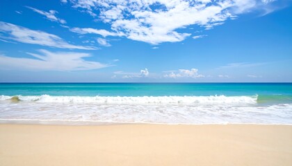 Beach scene, idyllic blue sky