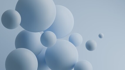 Abstract colorful blue balls. Chaotic scatter spheres. Festive party wallpaper. 3d render