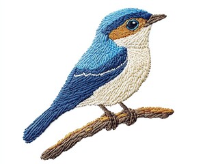 Colorful blue bird perched on a branch.