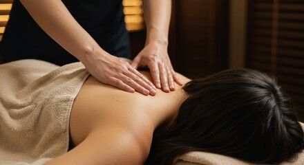 Fototapeta premium Relaxing Back Massage Serenity and Wellness.