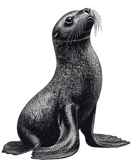 Illustration of a majestic seal in profile view.