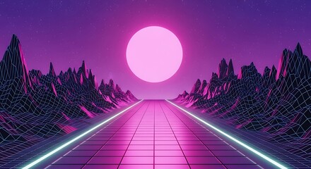 Pink Retro Futuristic Road.