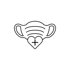 Mask icon outline editable stroke line drawing eps.