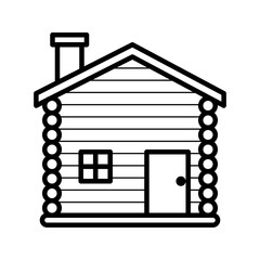 Wood cabin icon on white background