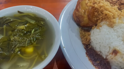one portion of sayur asem or tamarind soup. indonesia healthy food