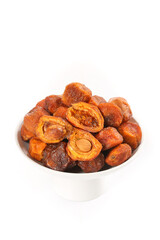 Xinjiang Dried Apricots in White Bowl - Air-Dried Fruit Snack with Natural Pits