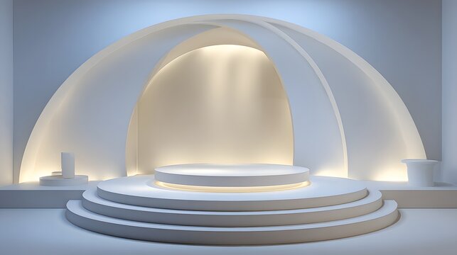 Layered Dome Arches with Round Podium  Modern Luminous Stage