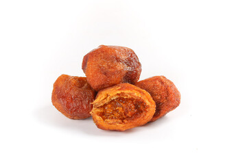 Red Dried Apricots from Xinjiang - Small Air-Dried Fruits on White Background