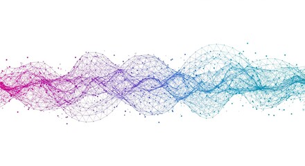 Dynamic abstract network waves with gradient colors, representing data flow and connectivity