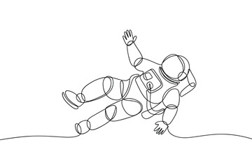 Astronaut in motion line art drawing