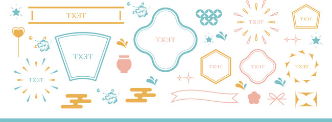Set of abstract organic shapes and textures for design layouts —Labels Badges and Frames