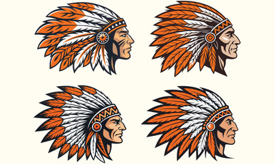 Tribal Headdress Vector Portraits  Warrior and Woman Illustrations for Design and Art

