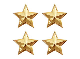 Obraz premium Four shiny golden stars on black background luxury award, Isolated On White, Png Transparent