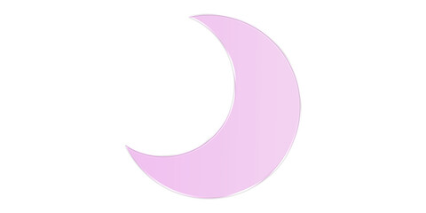 Purple Glass Crescent Moon Icon, Translucent Night Symbol on Transparent Background
