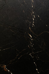 Rich black marble surface with white veins displaying elegant natural patterns and textures suitable for various design applications