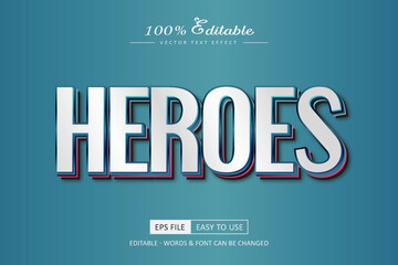 Heroes text effect editable 3d style