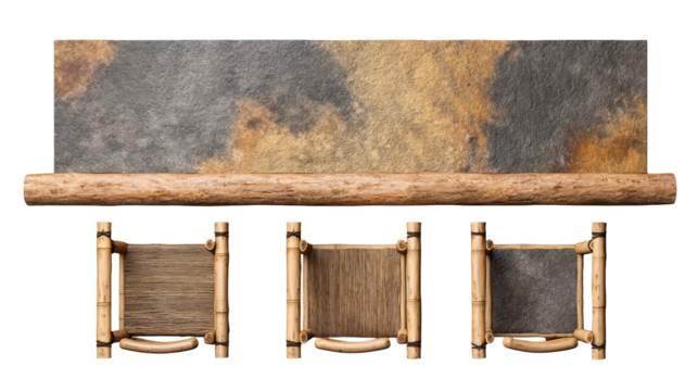 Rustic wallmounted shelf with wooden handles, a touch of farmhouse charm for home organization