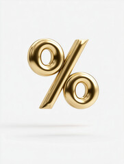 Golden 3D Percent Symbol on White Background