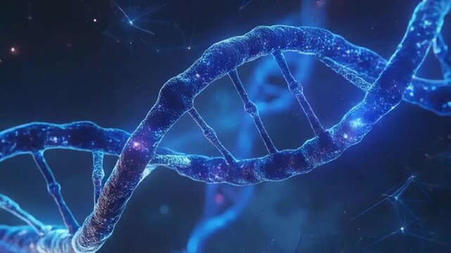 Abstrakter DNA-Strang in Blau