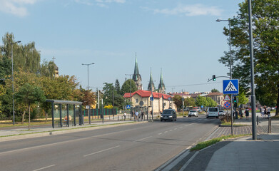 View of the Church of St. Elizabeth in Lviv from Chernovetska Street