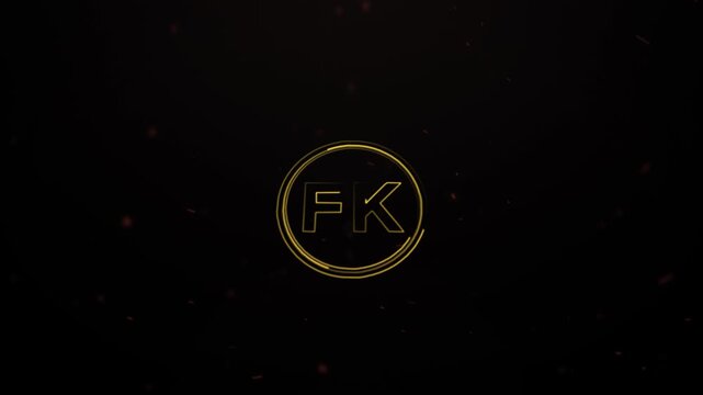 Golden Initials Logo Animation Elegant FK Monogram Reveal