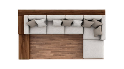 Cozy living room scene, plush sofa with decorative pillows for ultimate relaxation