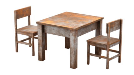 Modern minimalist interior design, elegant table and chairs on white background stylish