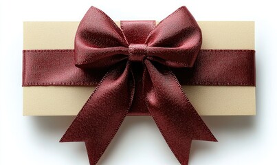 A gift box with a maroon bow