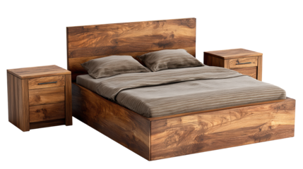 Cozy bedroom sanctuary, tranquil retreat with wooden elegance and modern comfort