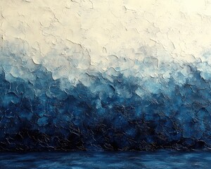 Abstract textured wall art, blue and cream
