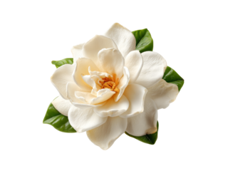 Single gardenia flower isolated on black background, Isolated On White, Png Transparent