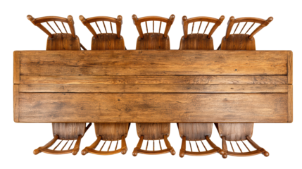 Rustic charm, a captivating wooden table with six chairs for gatherings and cozy dining