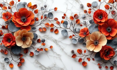 Floral arrangement on marble