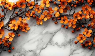 Orange blossoms on a marble surface